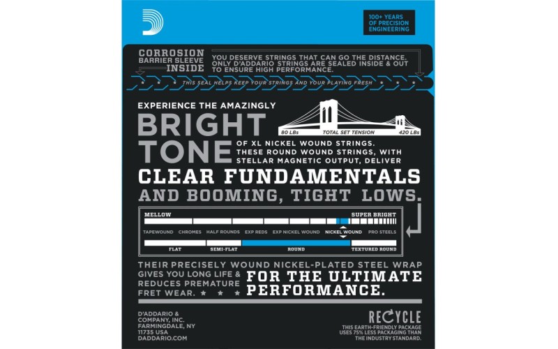 D'ADDARIO ESXL170  - струны для безголовой бас-гитары